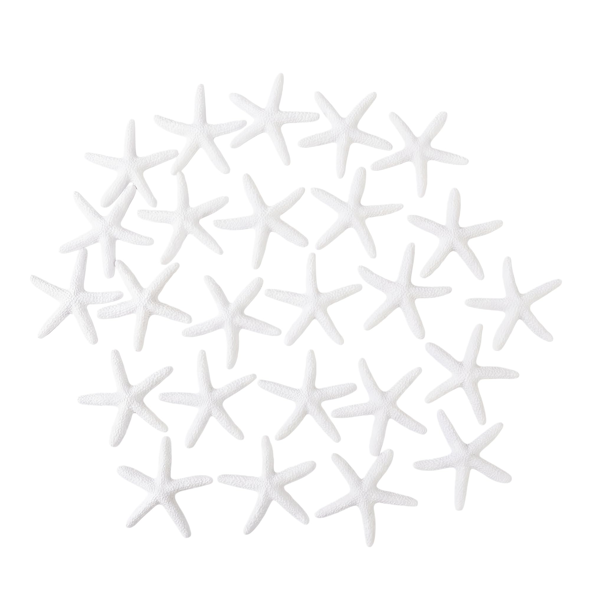 LJY 25 Pieces White Resin Pencil Finger Starfish for Wedding Decor, Home Decor and Craft Project, 2.3 Inches