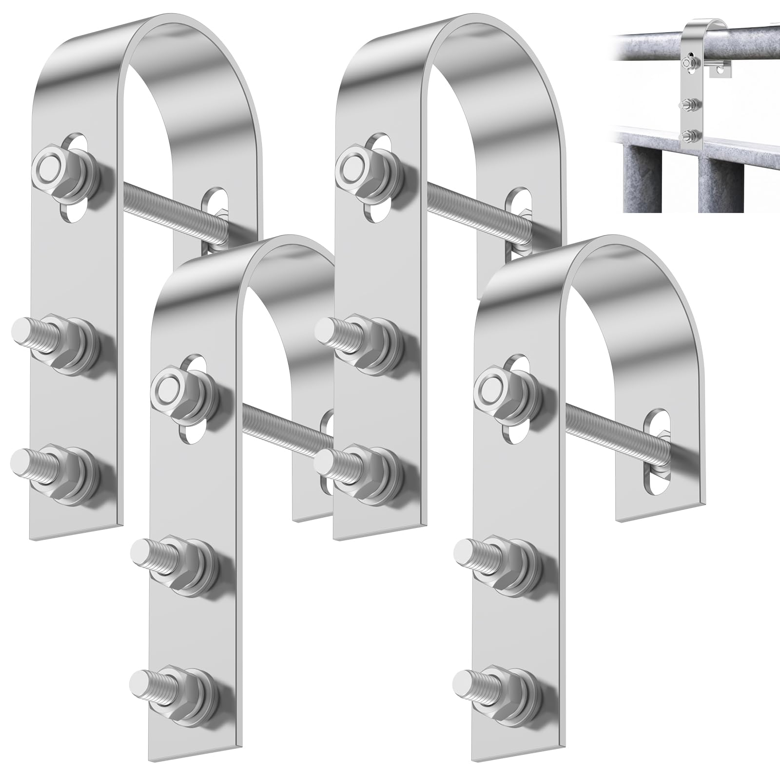 4 Pack Balcony Power Station Bracket Hooks, 304 Stainless Steel Solar Panel Mount, Drill-Free Universal PV Module Attachment Including Mounting Accessories for Balcony Railing, Flat Roof, RV