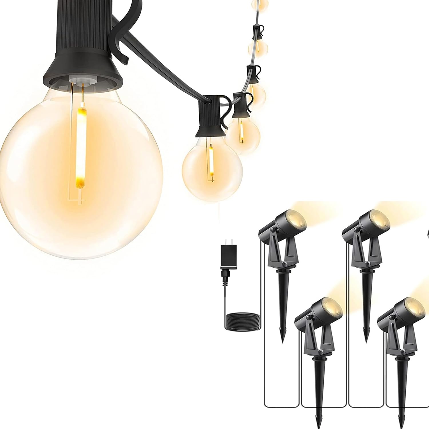 Svater Outdoor String Lights 150 FT with 4 Pack Landscape Lighting Low Voltage for Patio Backyard Fence Garden