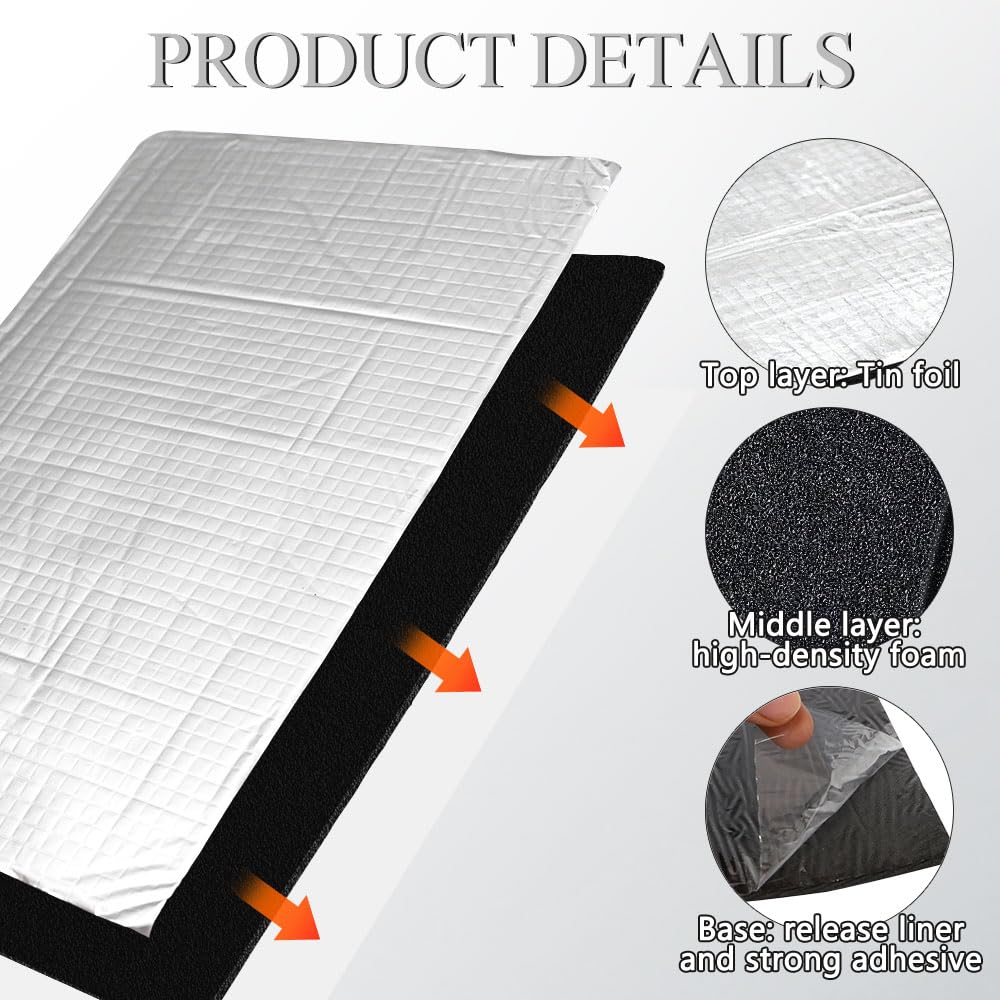 Tappetini Isolanti per Auto Isolante Termico Adesivo 250x180x5 mm Ignifugo Impermeabile