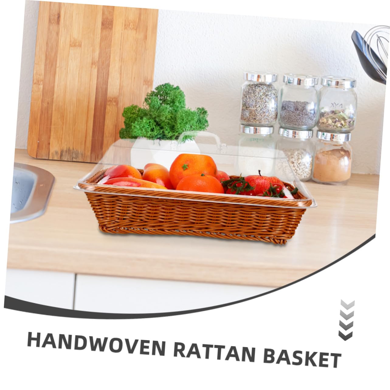 Cesta de Almacenamiento de Ratán Tejida Mano con Tapa Cesta Multifuncional para Pan y Frutas Organizador para Cocina Comedor y Picnic Color Marrón
