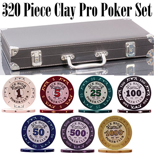 320 Piece Pro Poker Clay Poker Set - 2X Plastic Cards with Cutting