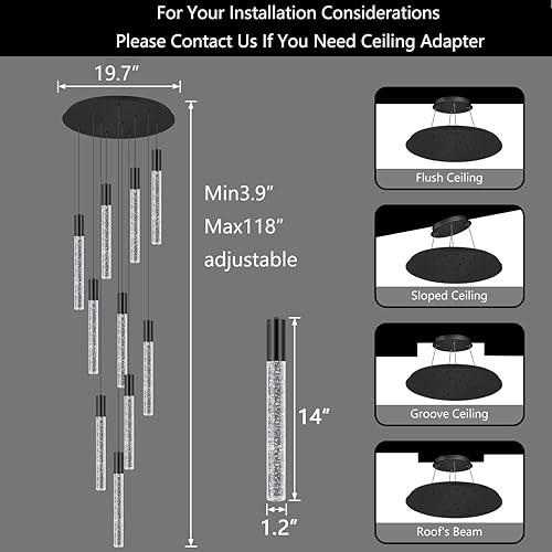 Miniatura 2 de Lámparas LED para sala de estar, lámpara colgante moderno, escalera lamparas entrada, vestíbulo, iluminación dimmale lámpara negra