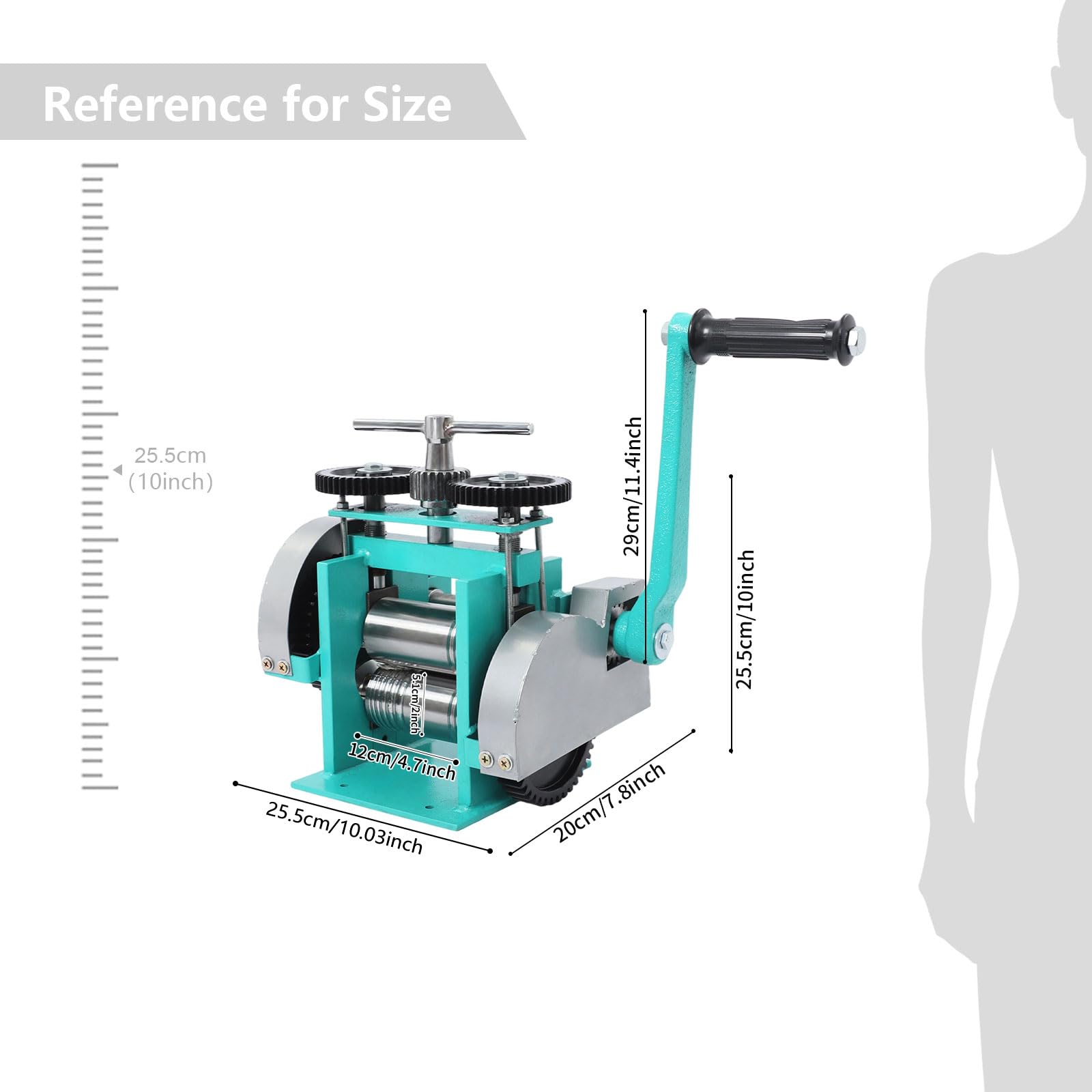 IRVINAW 3 en 1 Handwalzwerk Schmuckwalzmaschine Kombinationswalzwerk Metallwalzwerk Manuelle Laminadora 1:6 Relación de transmisión para joyerías y bricolaje