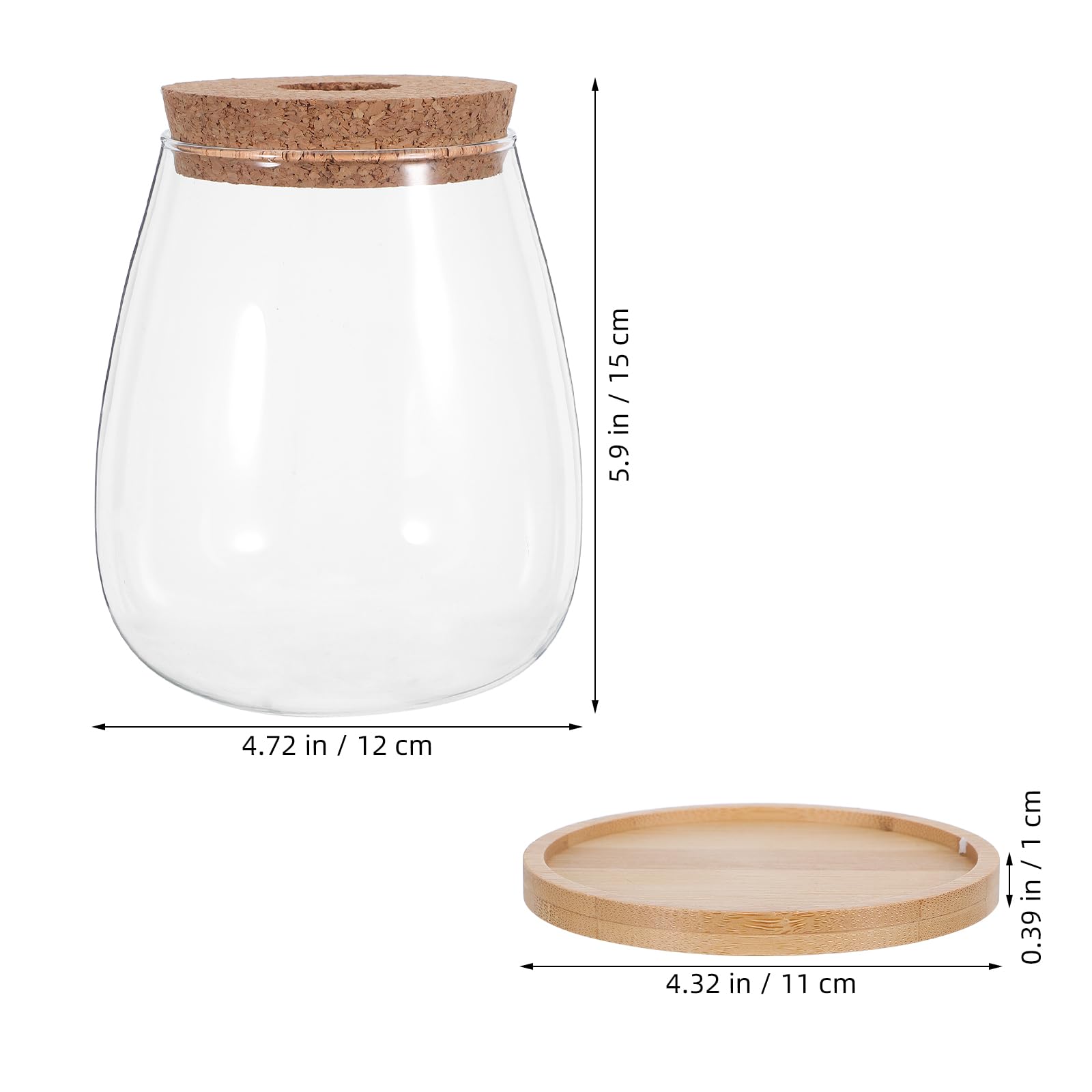 Toyvian Lot de 2 Sets de Vases de Propagation en Verre Hydroponique Grand Format avec Bouchon en Liège et Support en Bambou, Stations de Culture Solide pour Plantes D’intérieur Bureau