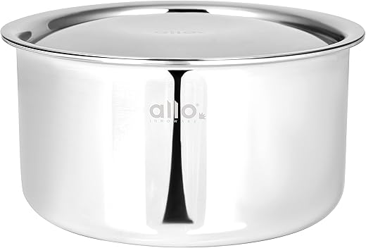 Allo Stainless Steel Triply Tope with Lid/Patila/Bhagona for Grains/Soups/Canning/Desserts/Broth Boiling Tope Induction Gas Base Multi-Purpose…