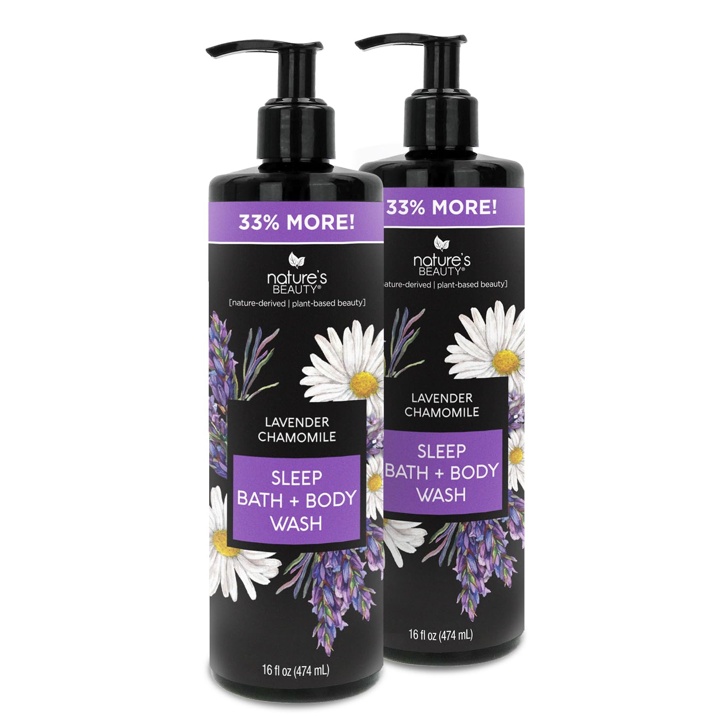 Nature's Beauty Lavender Chamomile Sleep Body Wash for Women Multi-Pack- Gentle Bath + Body Cleanser, Sooth and Calm Combination to Dry Skin Made w/