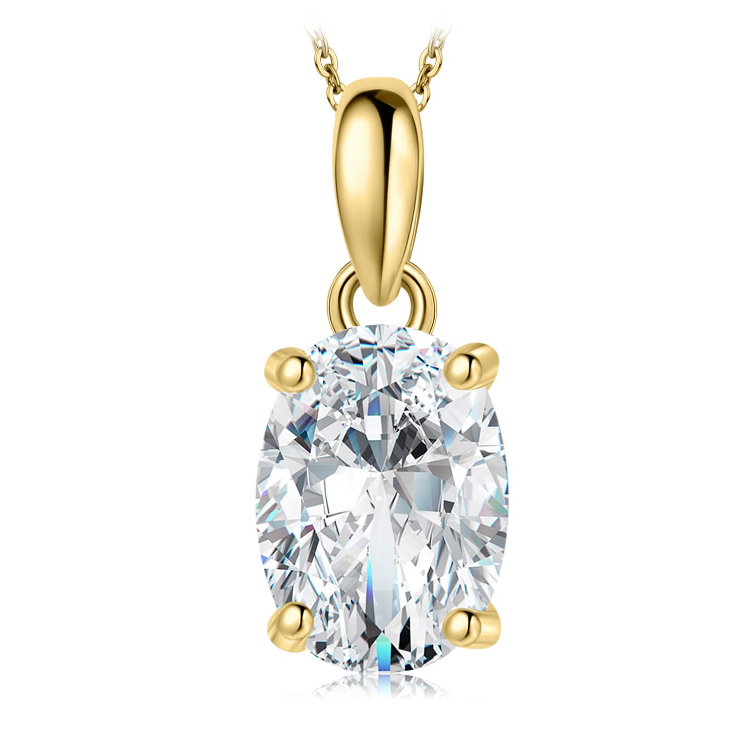 JewelryPalace owalny 1ct 2ct Moissanite łańcuszek wisiorek, naszyjnik damski srebro 925, biżuteria dziewczyny kobiety różowe złoto złoto 45CM