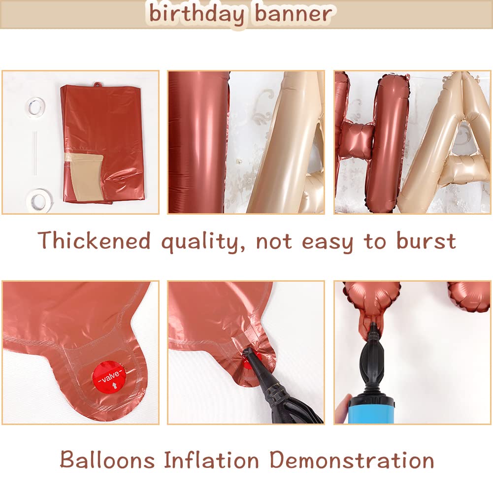 Happy Birthday Banner In Braun & Nude – Western Cowboy Partydeko Für Männer, Frauen & Kinder – 1. Bis 100. Geburtstag