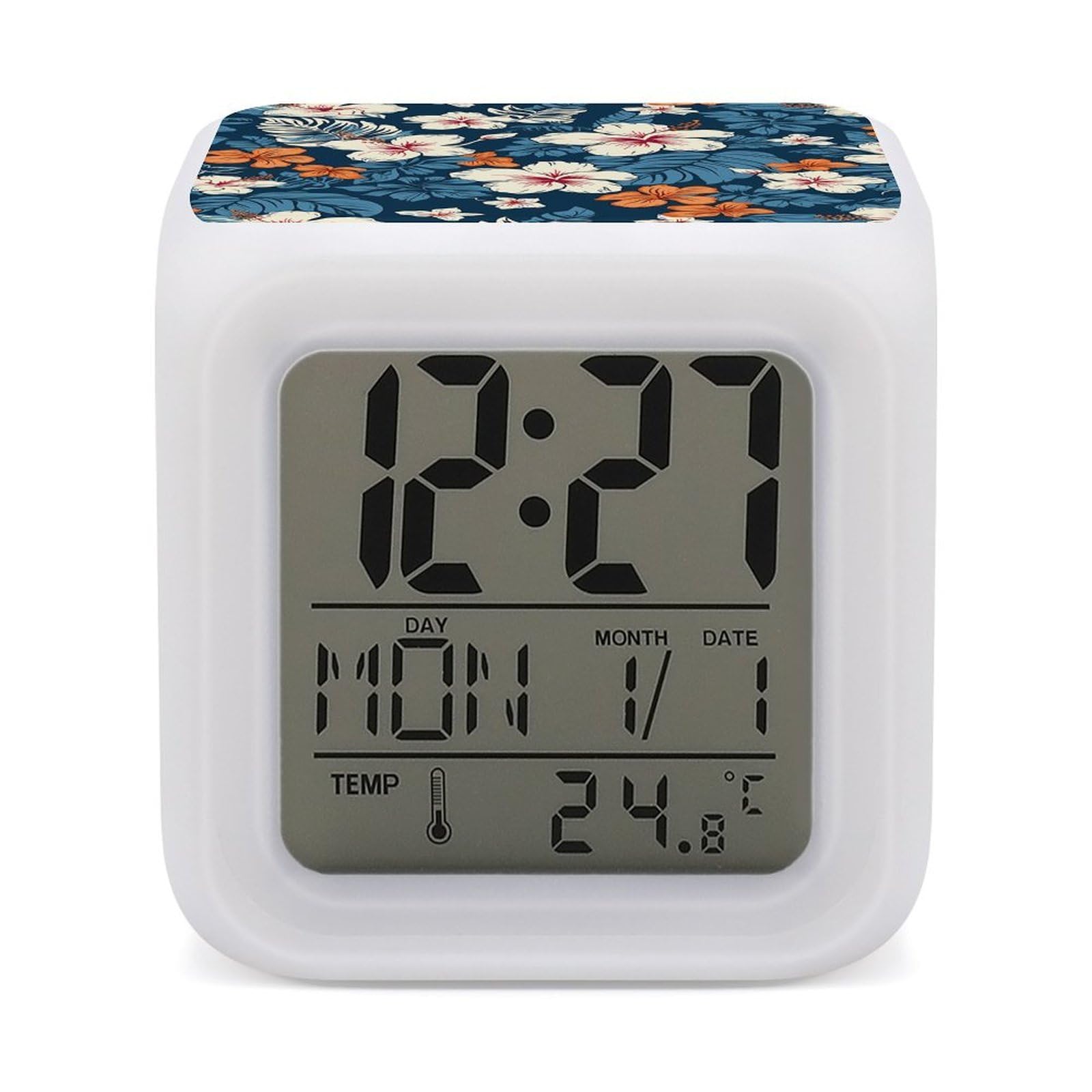 VstaDank Hawaii Flower Digital Alarm Clock LED Display Screen Color Change Alarms Clock Smart Alarm Clock Wake Up Digital Clocks with 7 Color Nightlight for Bedroom