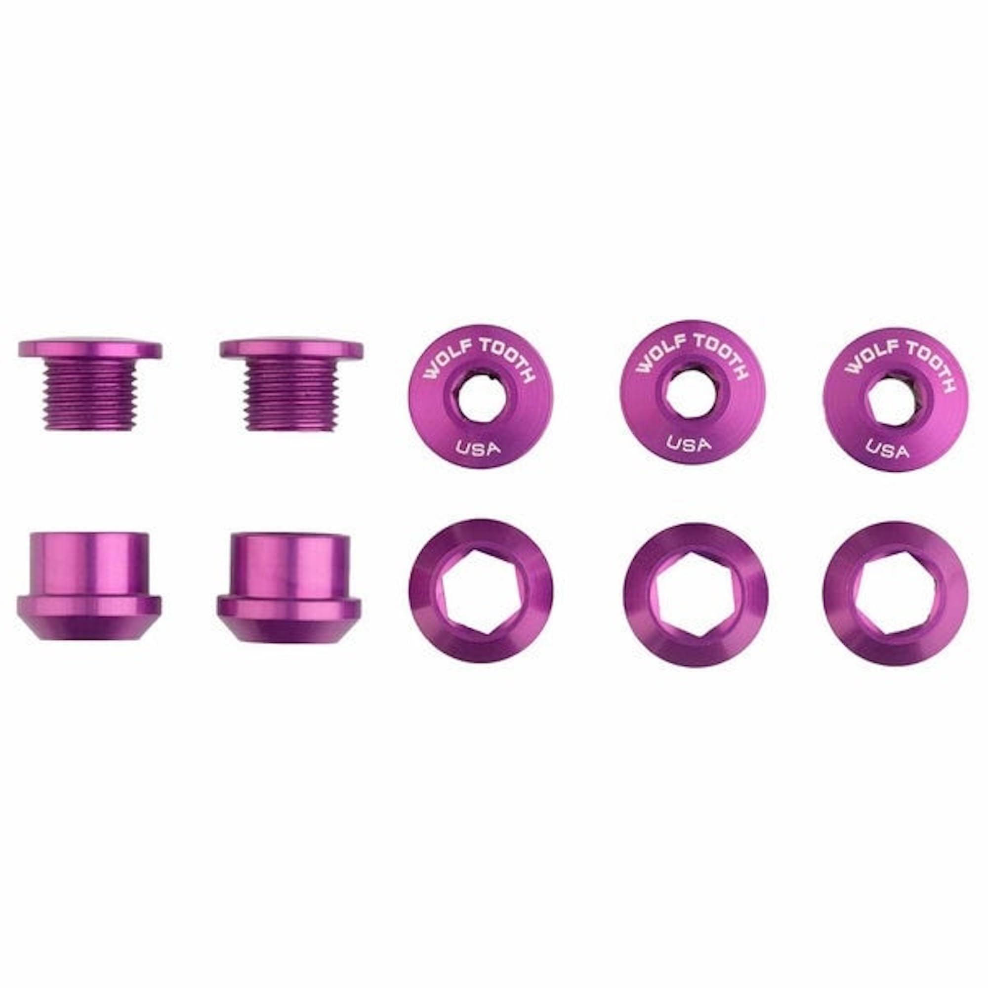 ウルフトゥース（WOLFTOOTH） チェーンリングボルト(5psc) Set of 5 Chainring Bolts+Nuts for 1X - 5 pcs. Ultraviolet Purple 6mm（ウルトラヴァイオレット）