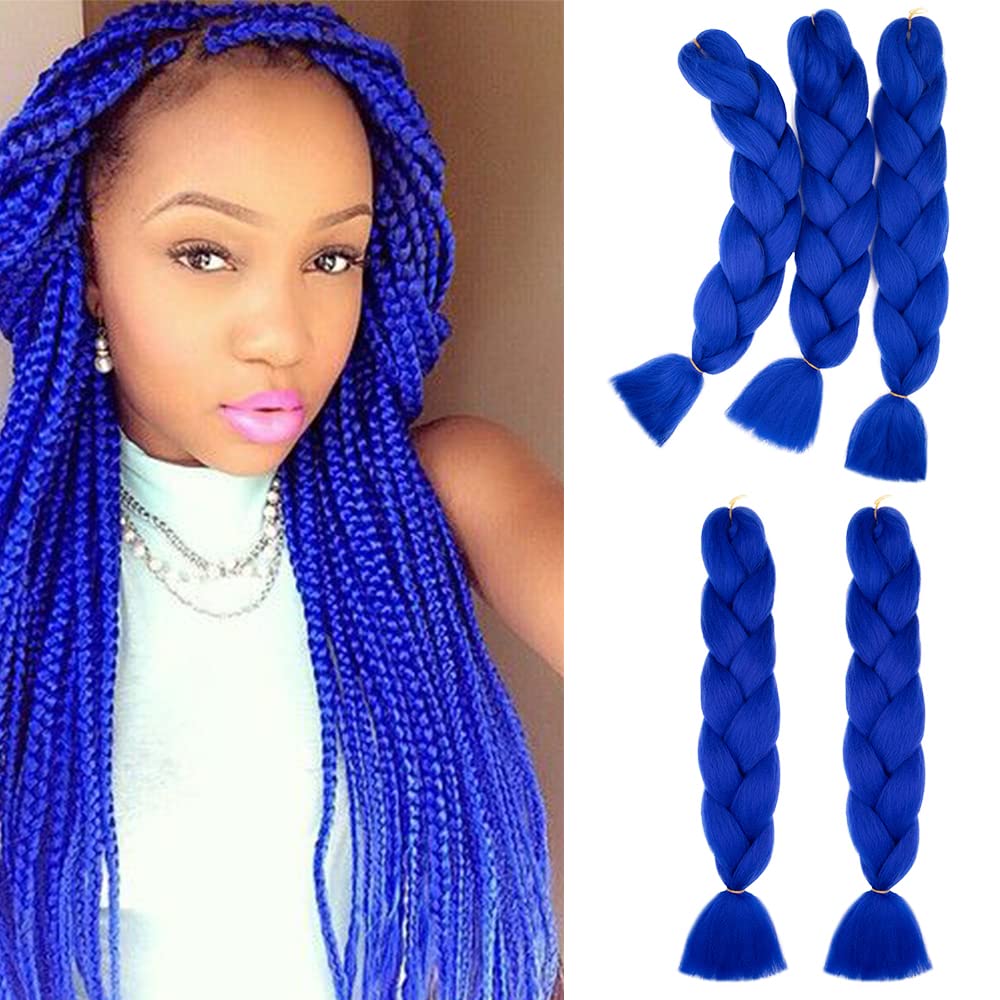 24inch Jumbo Braids Hair Extensions Ombre Braiding Hair Synthetic 3Pieces/lot Crochet Twist High Temperature African Box Braids, Sapphire Blue — view 139