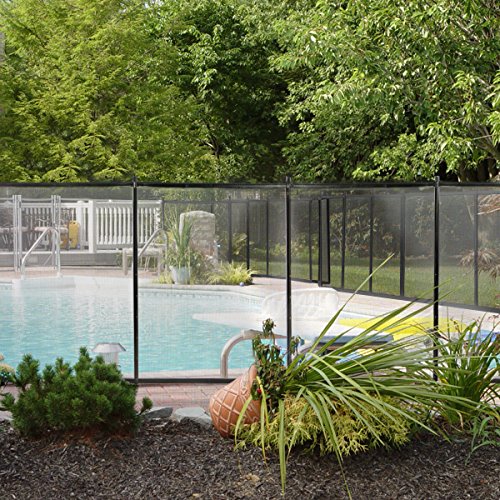 XtremepowerUS Swimming Pool Fence See-Thru Pool Fence 4' Tall 12' Long Removable Child Safety Fence Barrier Pool Safety Mesh Fence 4-Section
