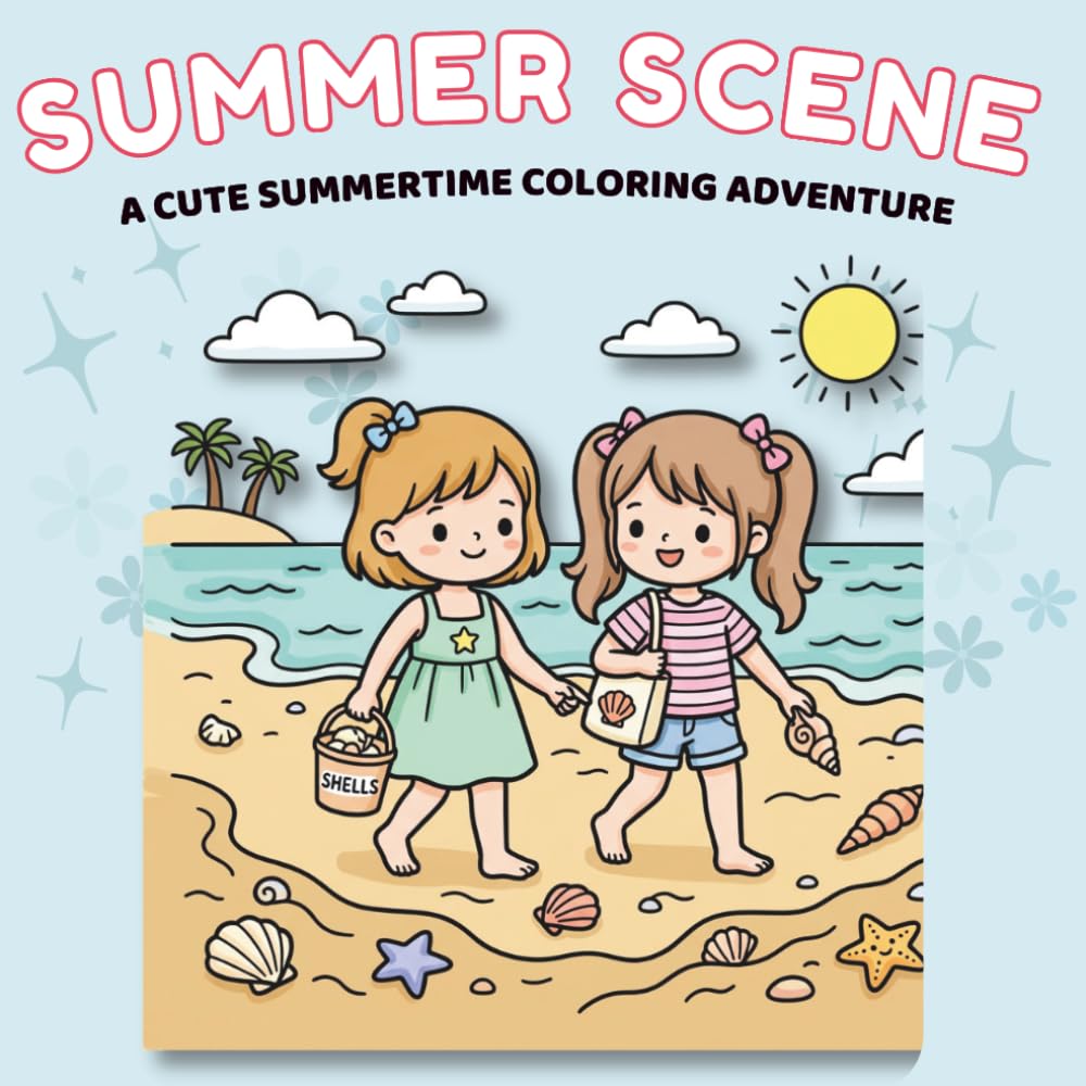 Summer Scene: A Coloring Book for Adults and Teens Featuring Summertime Activities and Scenes for Stress Relief and Relaxation