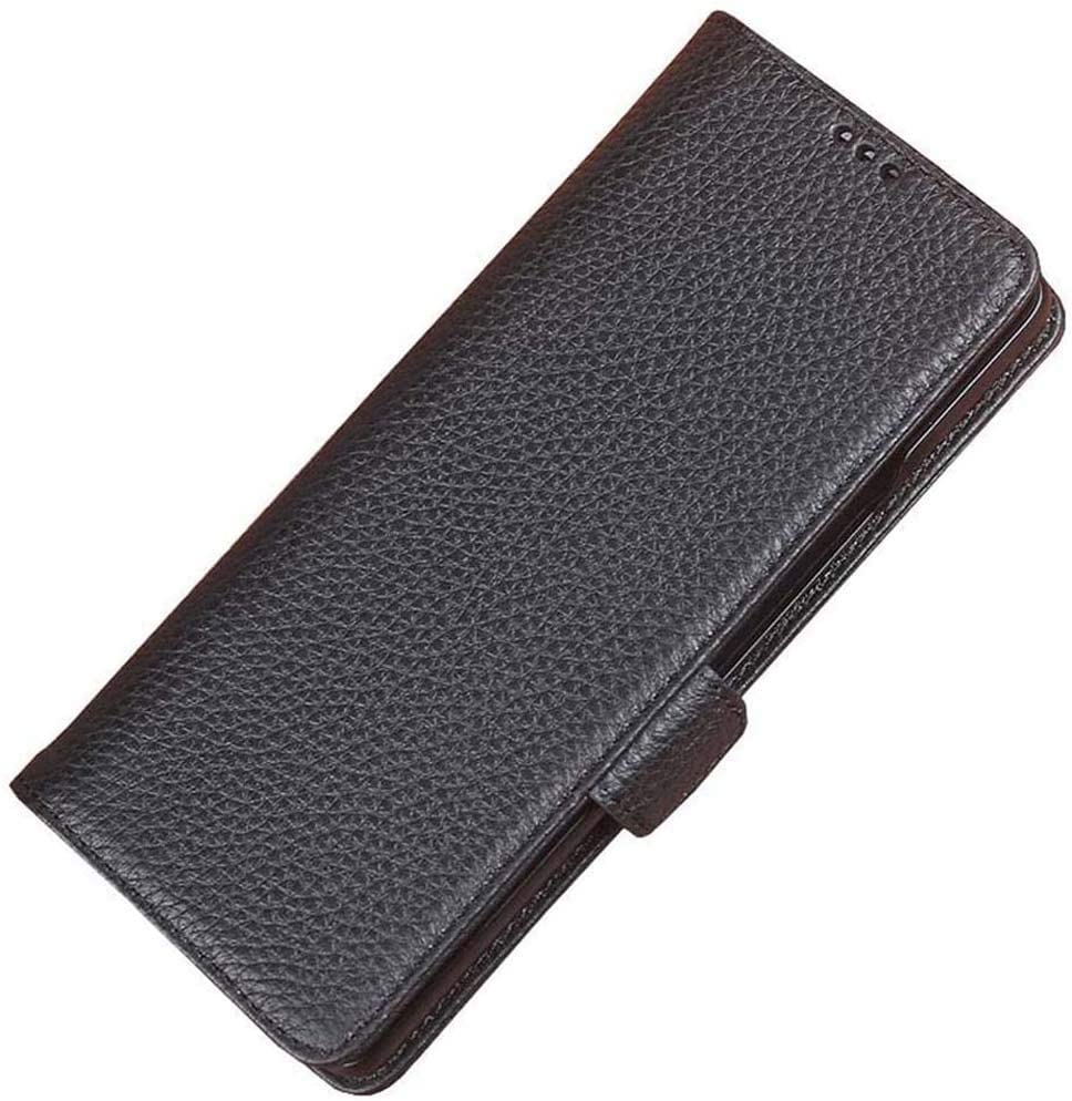 Funda de cuero genuino para iPhone 12 Pro a prueba de golpes con tapa Svart