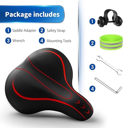 Miniatura 5 de Xmifer Asiento de bicicleta de gran tamaño, cómodo asiento de bicicleta de repuesto universal, asiento de bicicleta de cuero impermeable con espuma