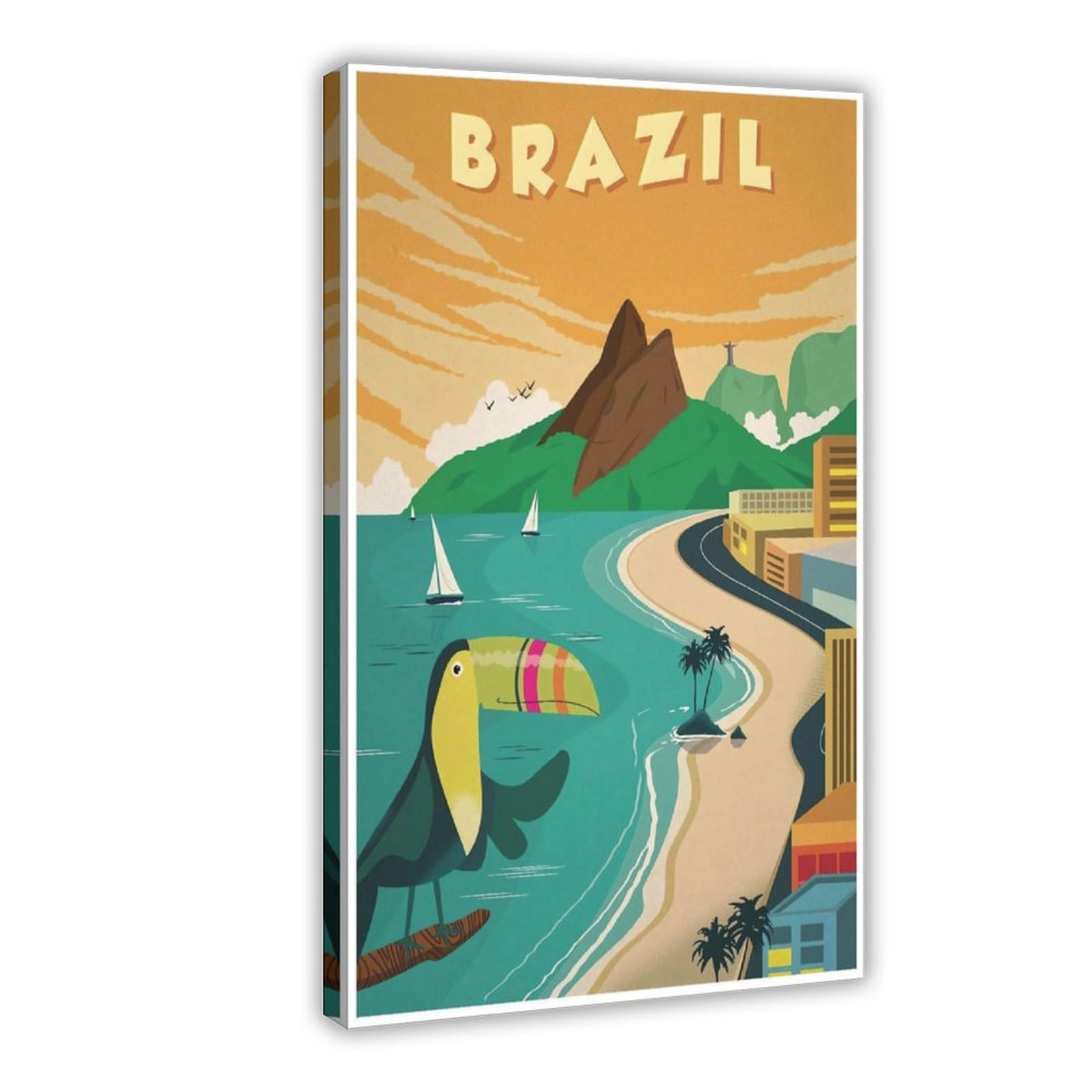QNVJQKDSI Brazil Travel Vintage Canvas Poster Bedroom Decor Landscape Office Room Decor Gift 12" L X 18" W