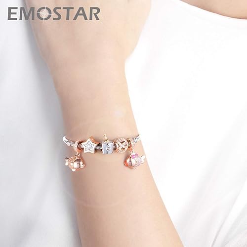 Miniatura 7 de EMOSTAR Juego de dijes de tazas para pulseras de bricolaje, dijes de cubo de hielo champán y dijes de copa de vino, juego de joyas en plata de ley