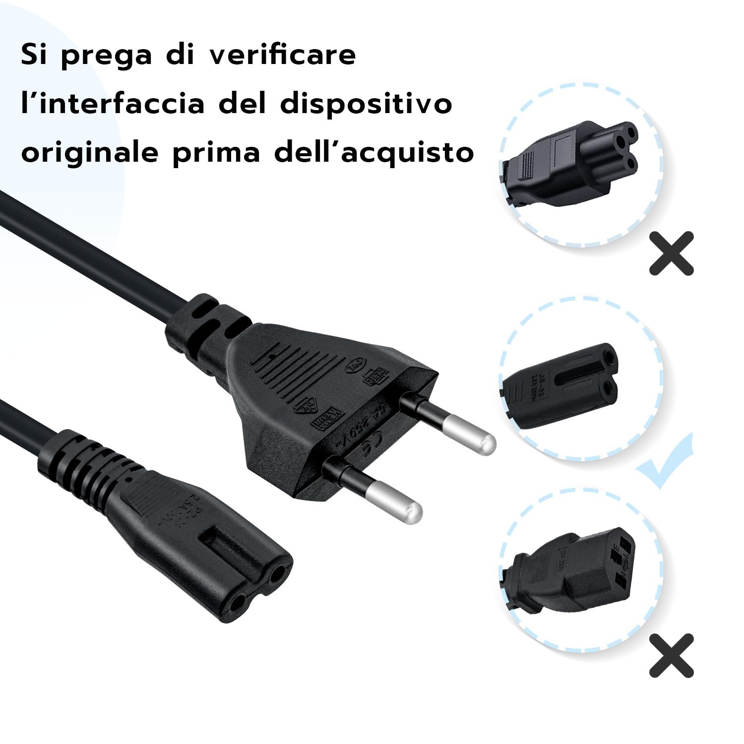 Mcbazel 1.5M IEC 320 C7 Cavo di Alimentazione Power Cable con 2 Pin Euro Cavo di Alimentazione per PS5/ PS4/ PS3/ Xbox Series X/S - Nero