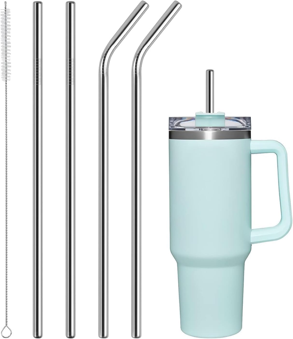 Stainless Steel Replacement Straws Compatible with Stanley Cup, 12 Inch, Reusable, with Cleaning Brush, 4 Pack-image-12
