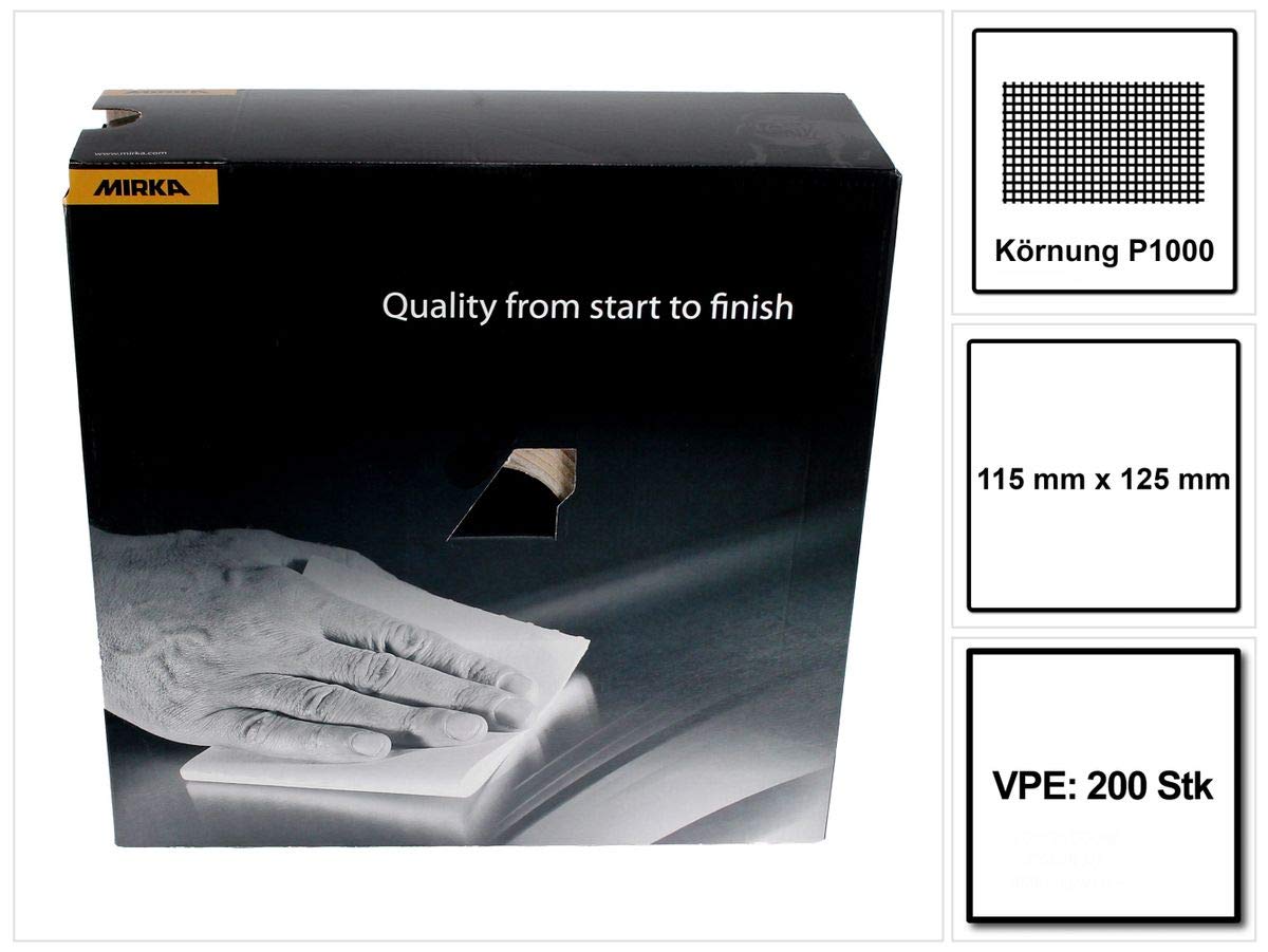 Mirka2912707092 Goldflex Soft Sanding Sheet - 115 x 125mm Grip - P1000 Grit - Grain: Aluminium Oxide - Bonding: Resin Over Resin - Backing: A-latex paper, PE foam - Gold - Pack contains 200 pieces