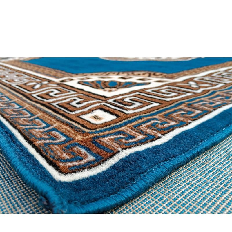 Image of Acrylic 6x8feet Soft Floral Carpets and Rug for Living Rooms Bedroom Kitchen and Hall Home Decor Big Size with Anti Slip Size (70X92 INCH / 178X235cm S.Blue Color).