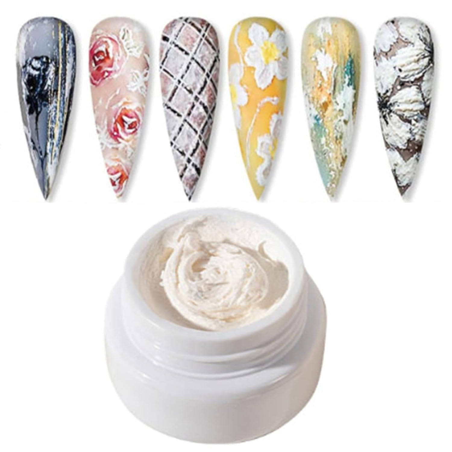 Nail DIY 3D Sand Texture Gypsum Gel Nail Plaster Drawing Design White Nail Gel Soak Off Nail Art Polish Varnish Decoration Manicure-image-11