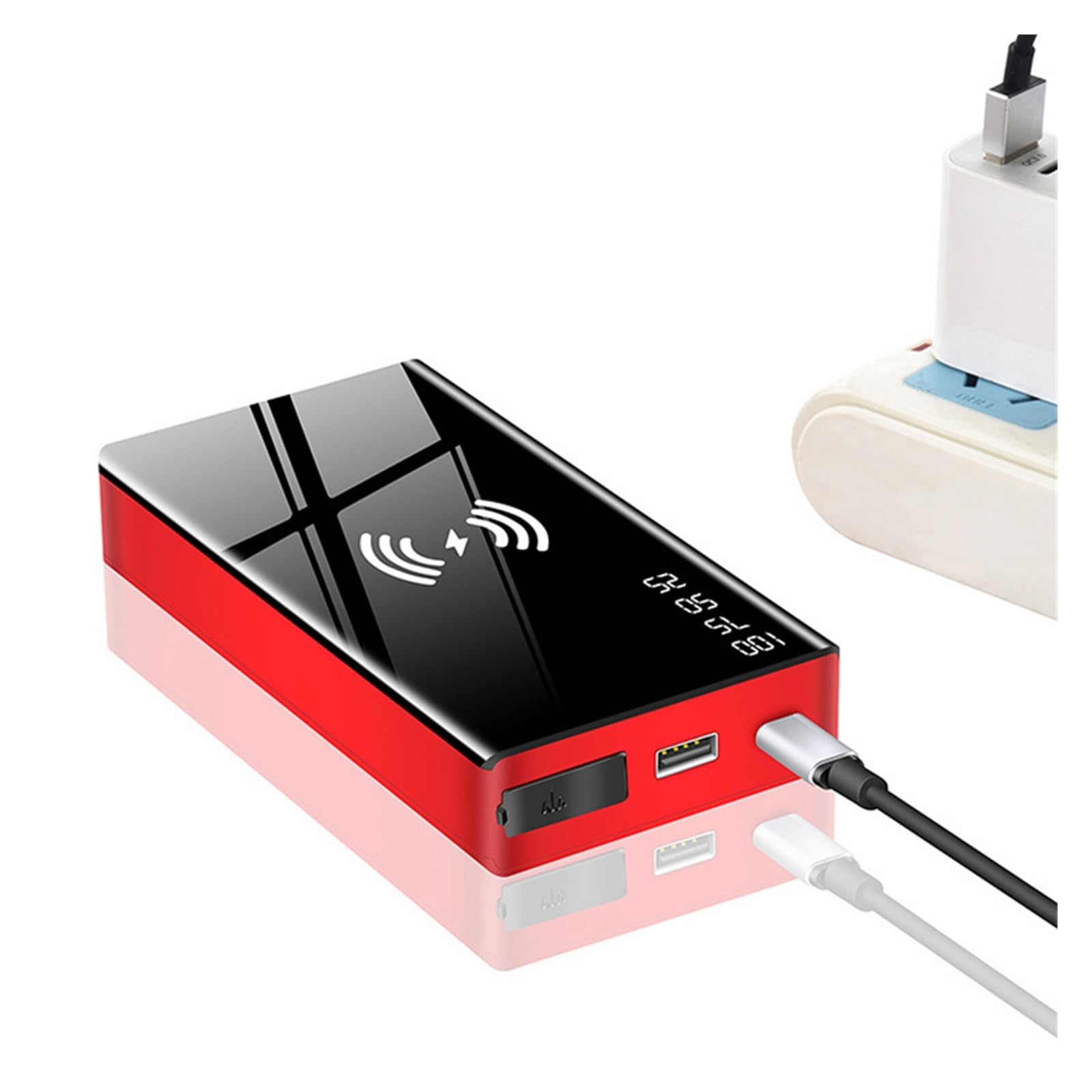 Urządzenie Do Uruchamiania Awaryjnego Samochodu Ładowarka 20000mAh Awaryjny Powerbank Booster Z Oświetleniem LED Urządzenie Rozruchowe Do Samochodów 12V (Color : Brown)
