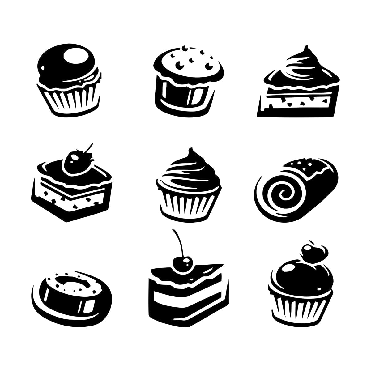 Muffins,Cupcakes,Cake, Sweets, Cafe, Dessert, Waffle,Fast Food,Food,Pastry, Wall Decal Window Sticker Interior Decor Mural Extra Large - 67x67cm — image 1