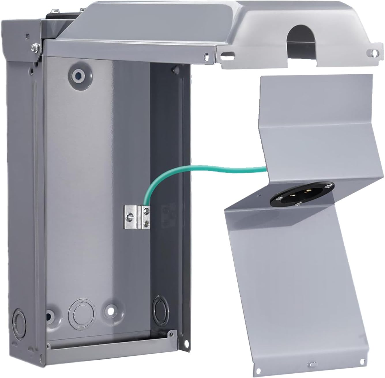 Fafeicy 30Amp 7500W Generator Power Outlet Box Rain Proof Stainless Steel Weatherproof Outlet Box with Knockout Holes for 6 to 12 AWG Wire for Portable Generators