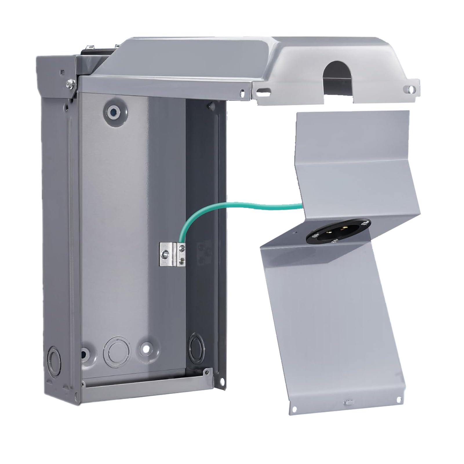 KUIDAMOS Caja de Salida de Generador Eléctrico, Acero Inoxidable a Prueba de Lluvia, 30 Amperios, 4 Núcleos para Obras de Construcción