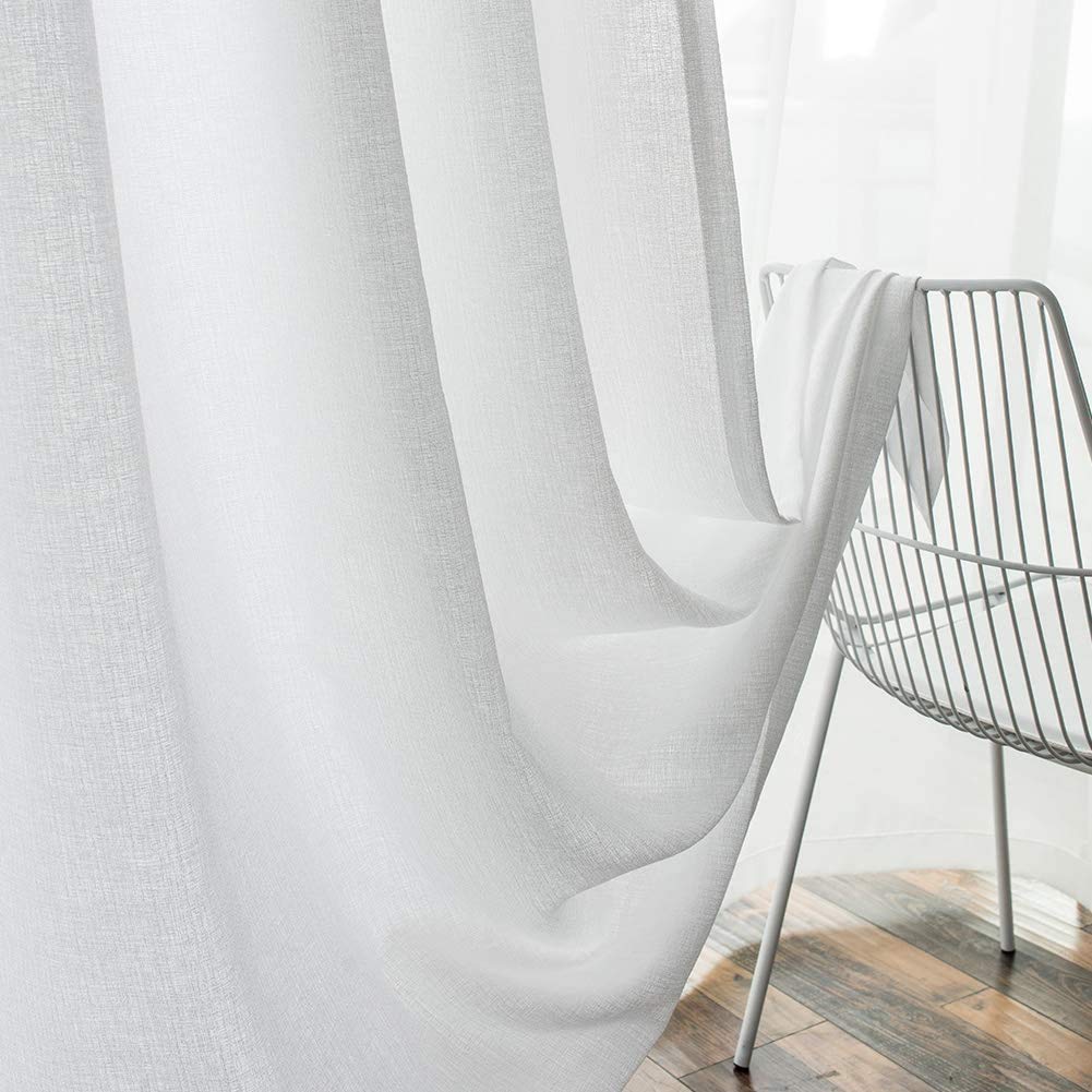 Melodieux Voile Tende per Interni per Camera da Letto Soggiorno sara Bianco, 140 x 245 cm