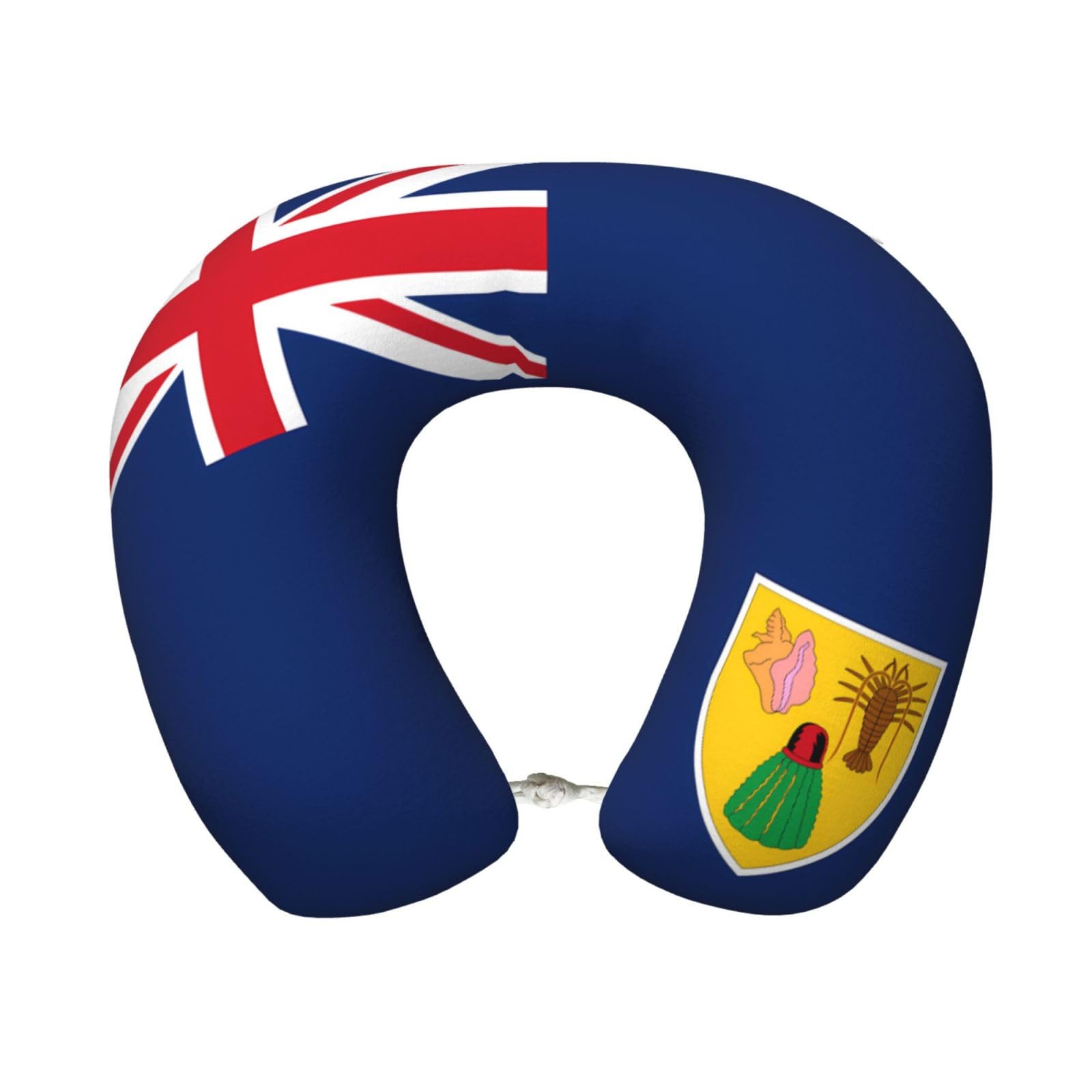 peiyeety Comfortable Flag of the Turks and Caicos Islands Print Memory Foam Travel Pillow - U-Shaped Neck Support for Trips, Office Naps, and More