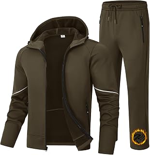 BGOWATU Men's Fleece Lined Tracksuits Set Jacket Hoodie Sweatsuit Running Sport Pants Outfits for Men with Zipper Pockets