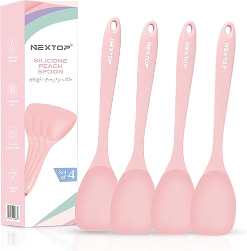 Miniatura 11 de NEXTOP Juego de 4 espátulas de silicona multiusos sin costuras para mezclar y cocinar, utensilios de cocina flexibles resistentes al calor