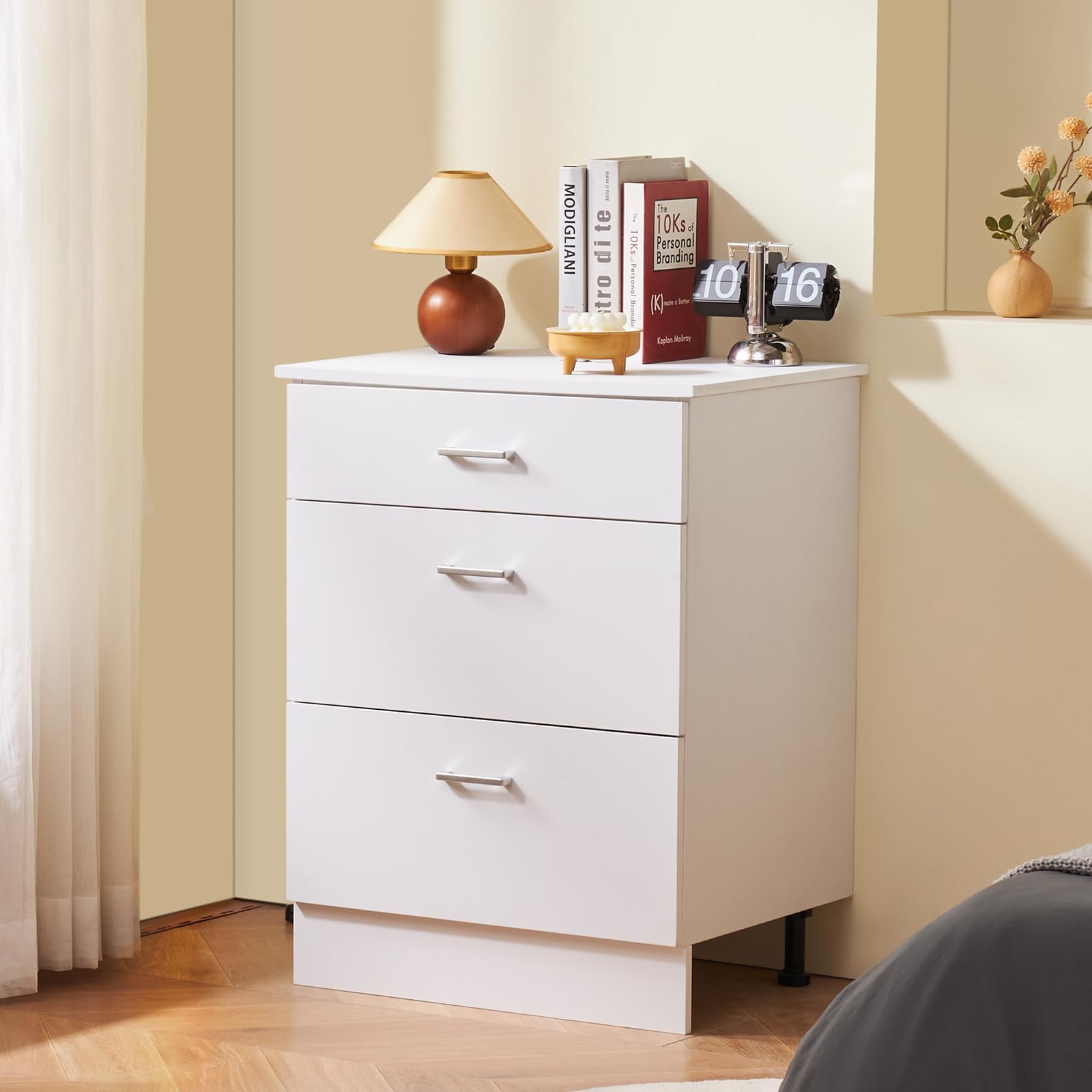 VEVOR Meuble Bas Cuisine avec 3 Tiroirs, Placard de Cuisine Non Assemblée, Armoire de Base Prête à Assembler 60x47,5x81,6 cm, avec Glissières de Tiroir à Fermeture Douce, pour Bureau Domicile, Blanc