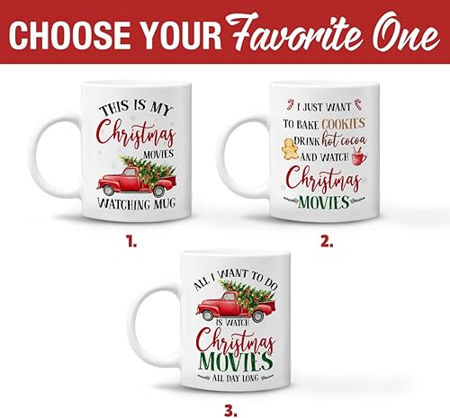 Miniatura 3 de wowcugi Personalized Christmas Mugs This Is My Christmas Movie Watching Mug Coffee Cup Custom Xmas 11oz 15oz Holiday Hot Cocoa Chocolate Cups Gifts