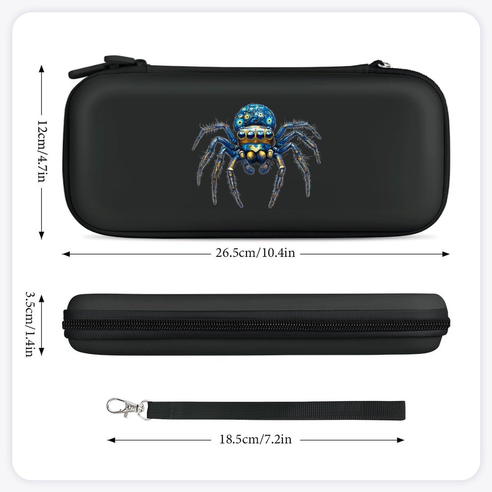 Peacock Spiderpng Compatible with Switch Carrying Case Hard Travel Game Bag Pouch with 15 Games Accessories Black-style
