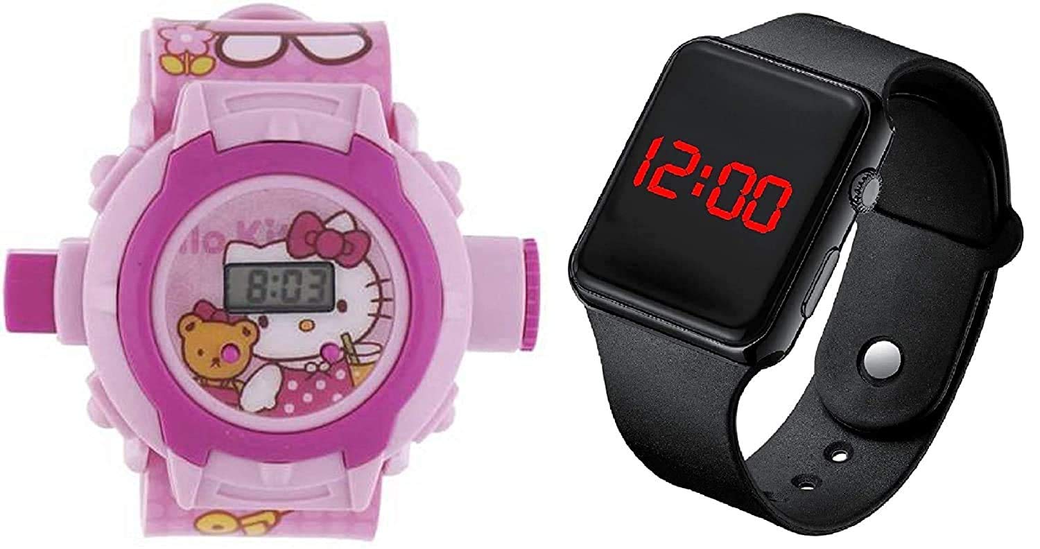 SS Traders 24 Images Cartoon Character Projector Watch with Black Square Dial LED Watch - Pack of 2 (B0925ZKRHR) Amazon Price History, Amazon Price Tracker