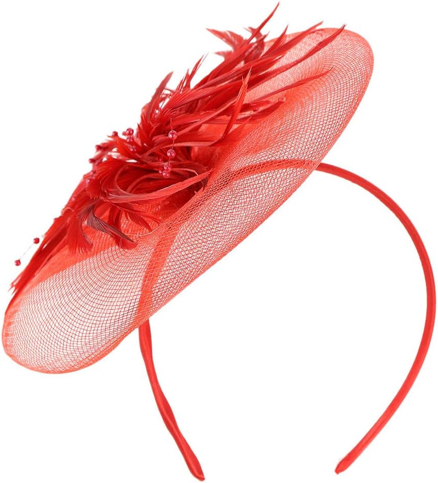 Fascinators Women Fascinator Hat Flower,Feather Fascinator Hat with Hair Clip Netting Feathers Big Flower(Black)