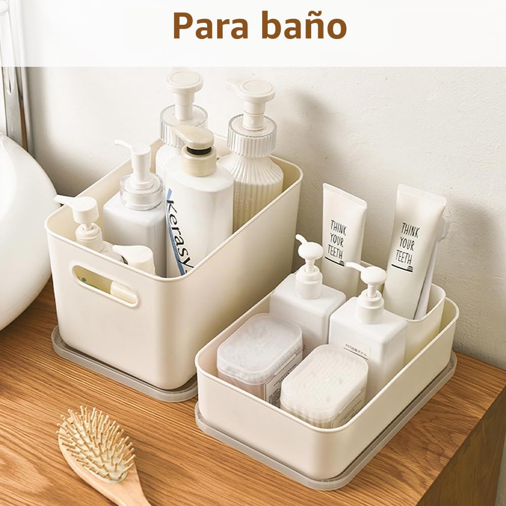 8 cajas de almacenamiento con 4 tapas de plástico con asas, cajas organizadoras multifuncionales para cocina, oficina, armario, baño, juguetes