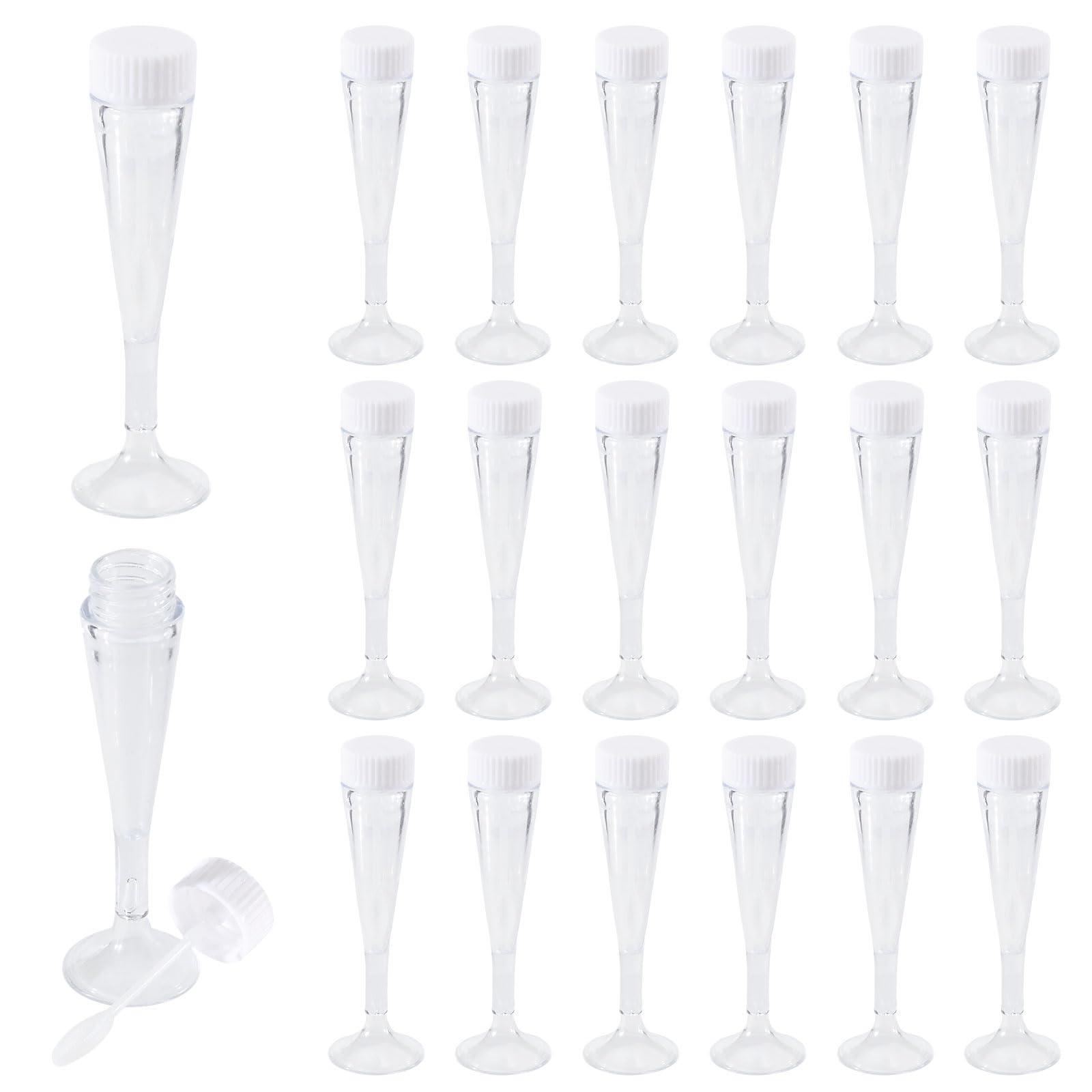 CONCHLERY 36 Pcs Wine Glass Shape Mini Empty Bottles with Bubble Wands Refilling Bubbles Empty Bottles for Wedding Party DIY Favor Valentine's Day Decor, 1.12x3.74 inch