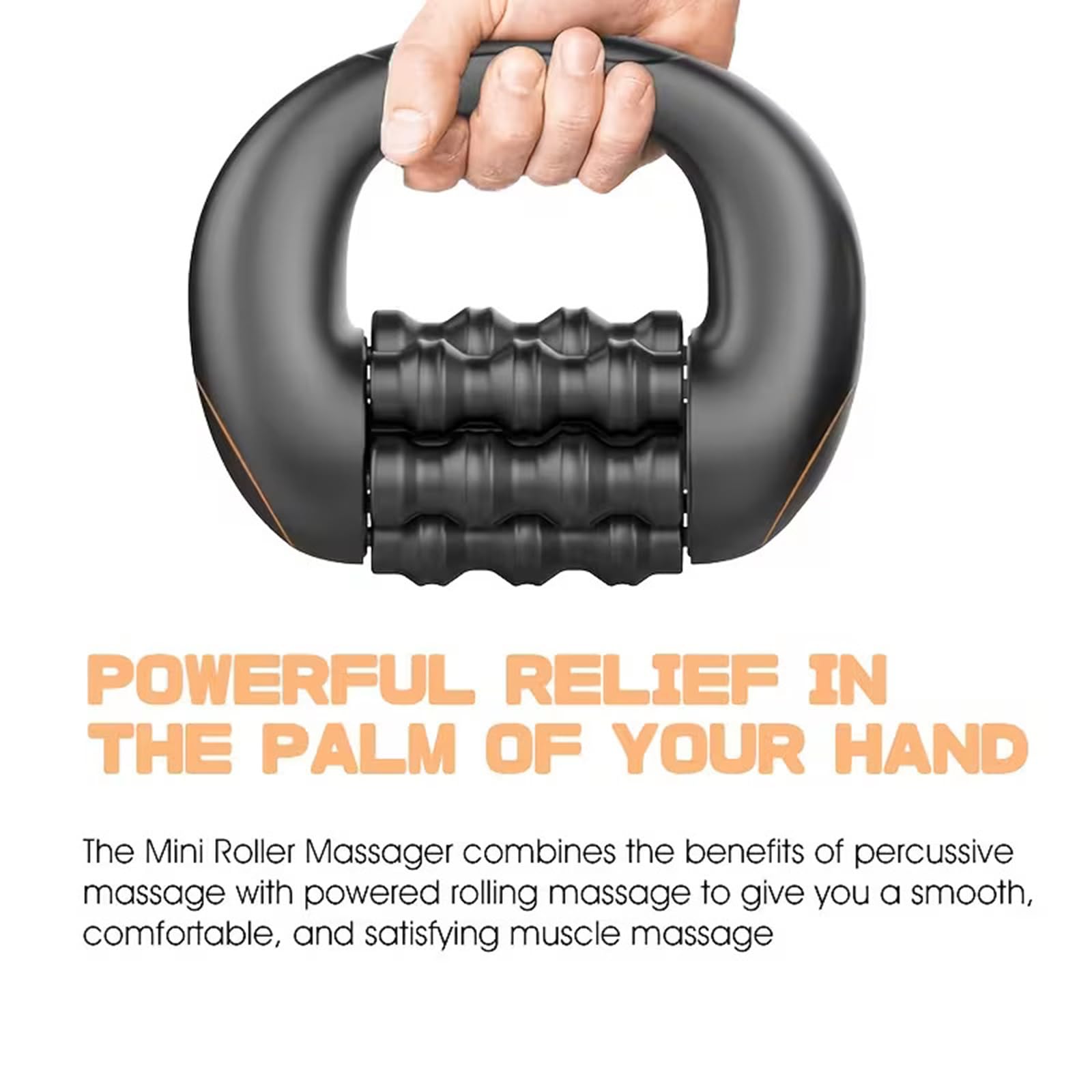 Masajeador Manual Eléctrico De Rodillo, Masajeador De Percusión De Tejido Profundo Para Espalda, Piernas, Cuello Y Hombros; 3 Velocidades Y Recargable; Para Recuperación Muscular Y Alivio Del Dolor