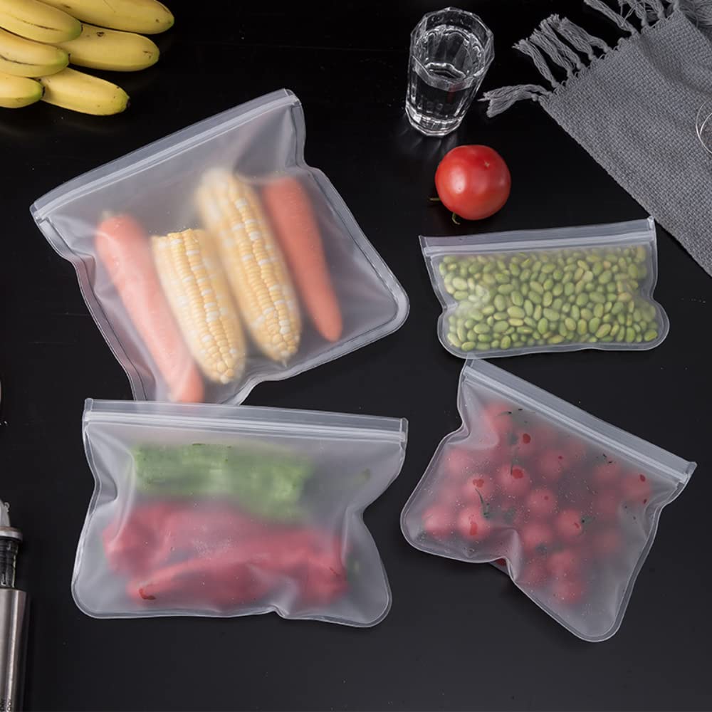 Juego de bolsas de almacenamiento de alimentos reutilizables – bolsas de frutas de sándwich líquido, sellado hermético para congelador, ideal para conservar, a prueba de fugas, para viajes de