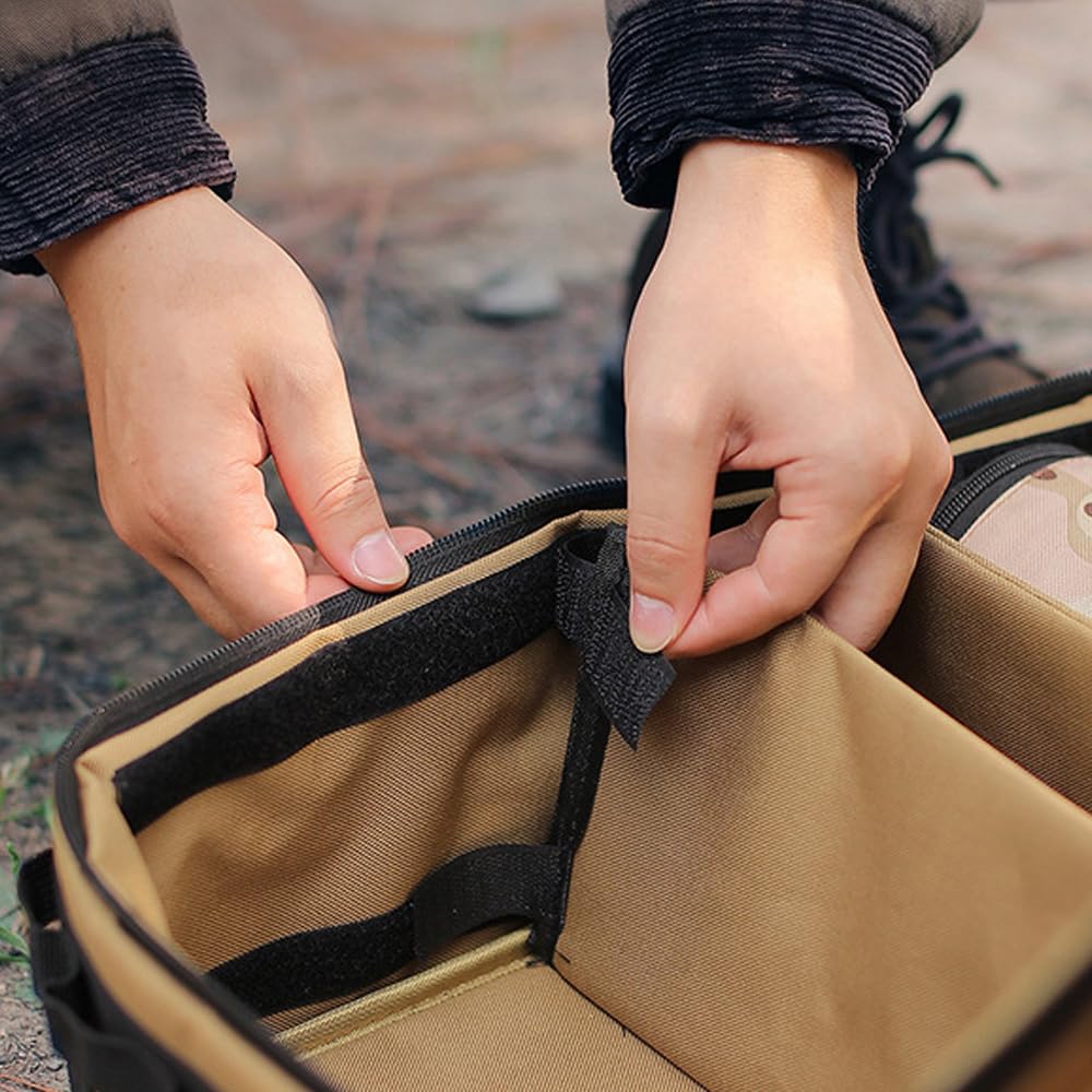 Fyearfly Bolsa de almacenamiento de utensilios de cocina al aire libre de gran capacidad, organizador portátil de picnic para barbacoa, paño Oxford multifuncional para condimentos de camping