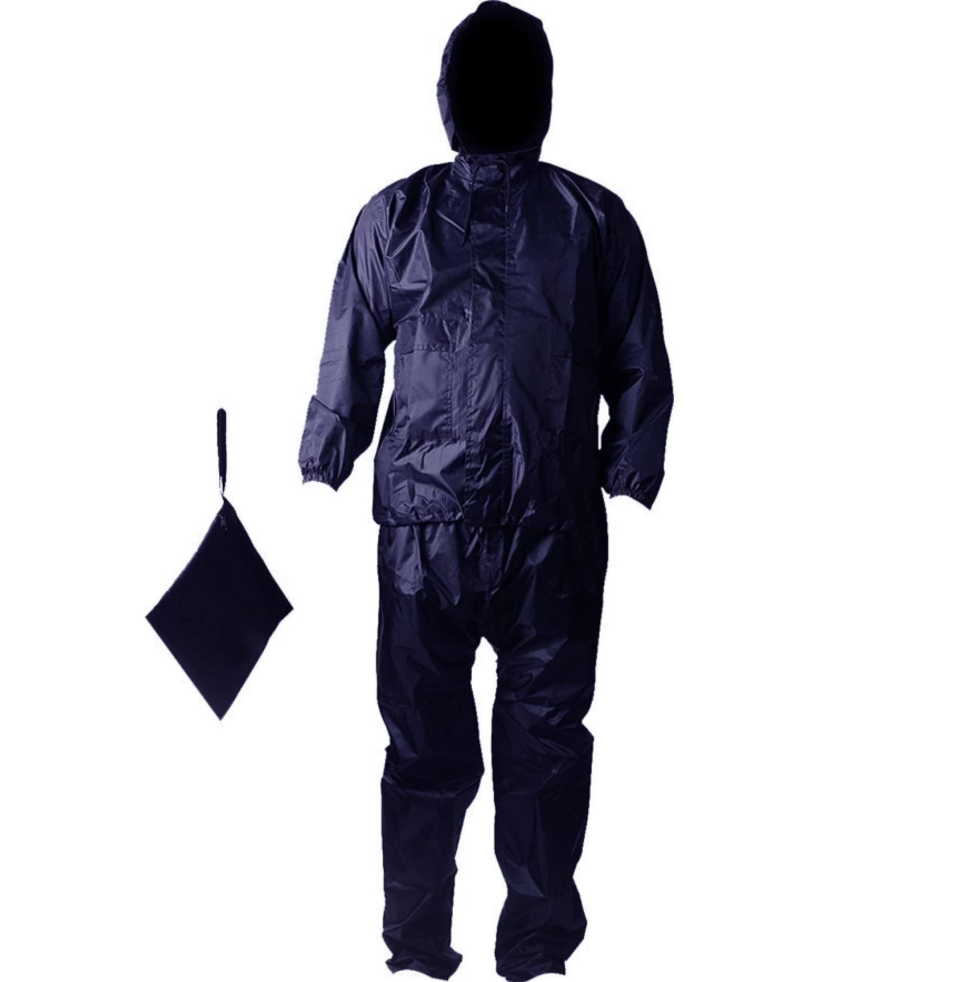 Men's Rider Solid Rainsuit Raincoat Pant style with Jacket (Black & Blue)-image-1