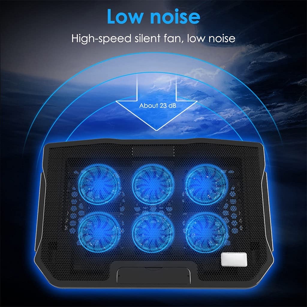 Laptop Cooler 6 Fans Laptop Cooling Pad 2 USB Port with Led Screen for 14/15.6 Inch Gaming Laptop Cooler Stand