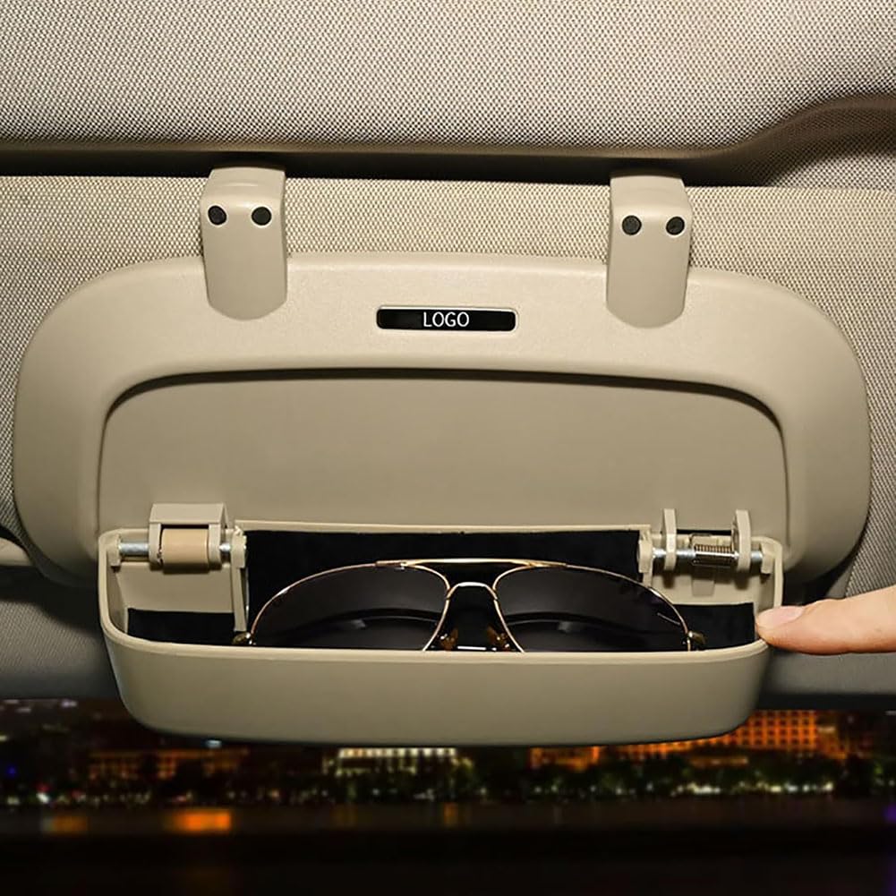 Étui à Lunettes de Voiture pour V-W Golf T-Ouran B8, Porte Lunettes Organiseur BoîTe Rangement Multifonction Protection Accessoires Intérieurs.,B/Beige