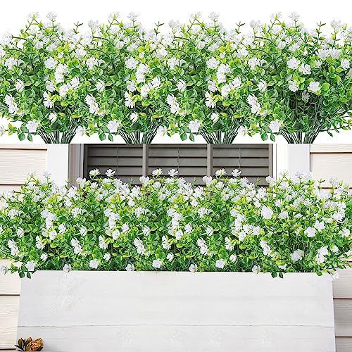 Image of AmyHomie 20 PCS Artificial Flowers for Outdoors, UV Resistant Fake Plants