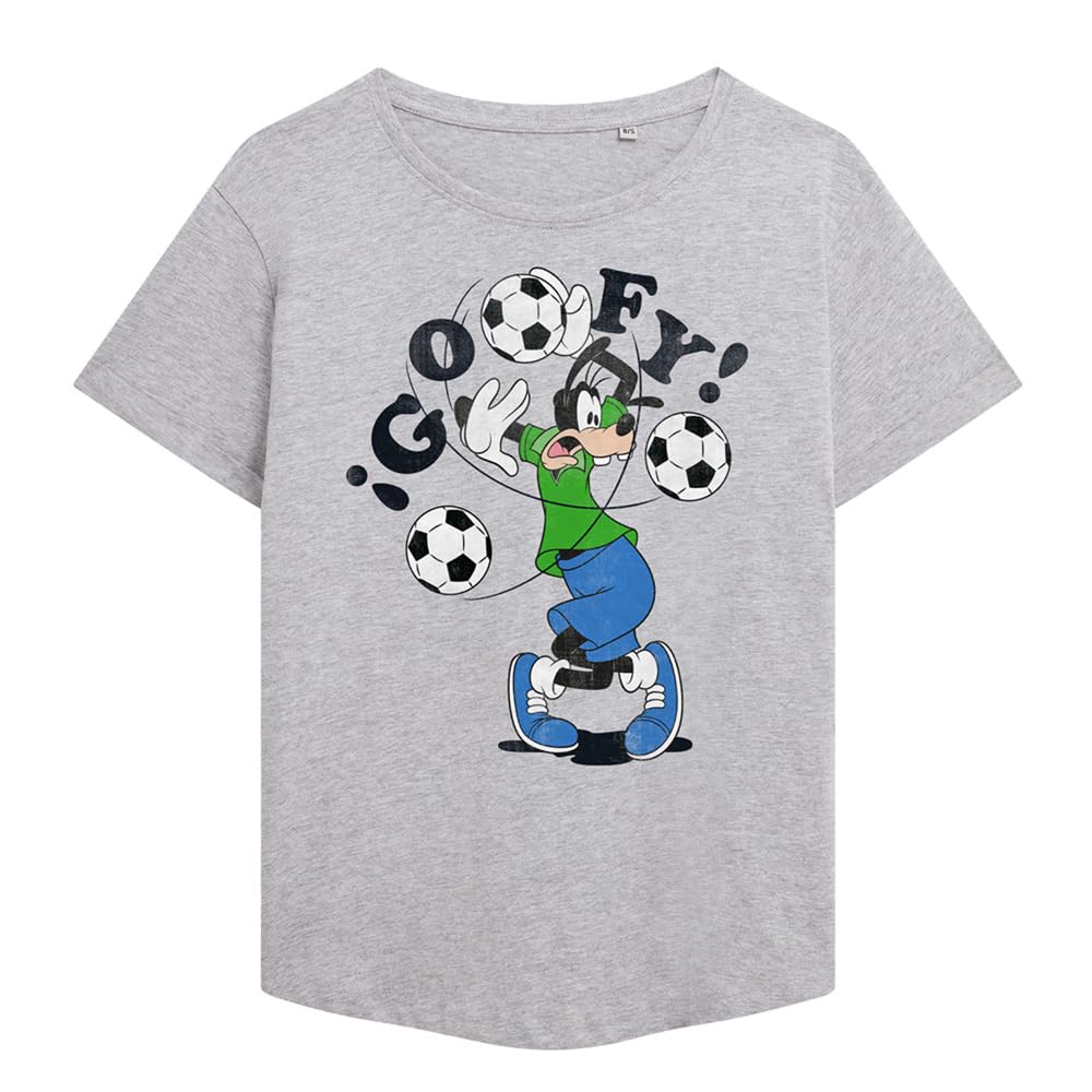 Disney Goofy Football Tangle Ladies Fashion T Shirt, Athletic Heather, XX-Large